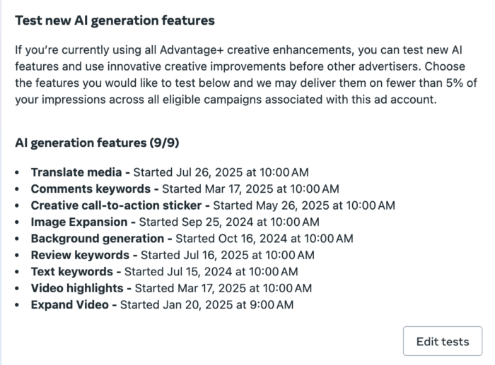 Test new creative enhancements